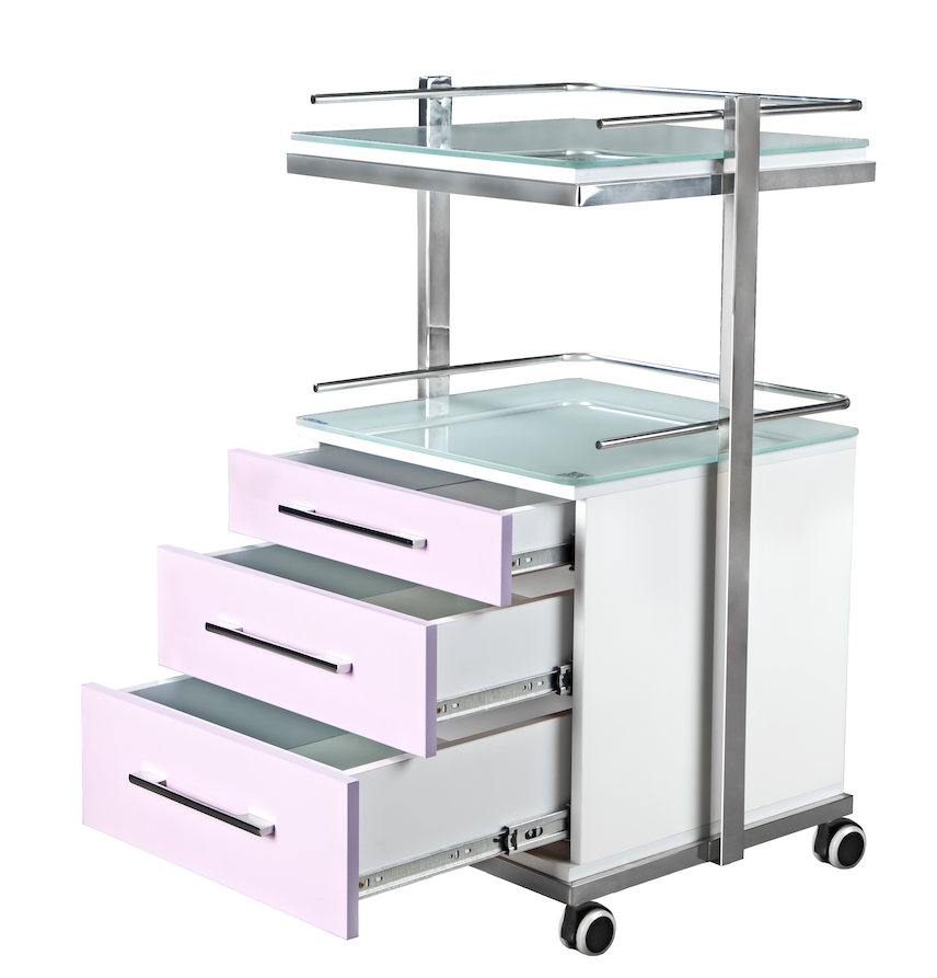 9.png ترالی شیشه ای دو طبقه + سه کشو ترکیبی PS-203L - تصویر 1